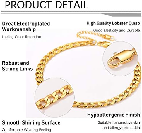 Tornozeleiras de corrente de aço inoxidável Prosteel para homens, mulheres, tom de prata/ouro, pulseiras de