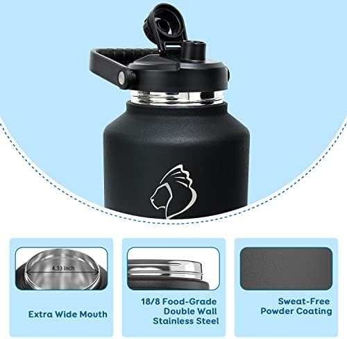 Buzio Vacuum Isolled Stainless Stone Water Bottle 40 oz de 1,5 galão de jarro, BPA Free Double Water Water Flask com bolsa de transportar garrafas de água fria quente dupla quente