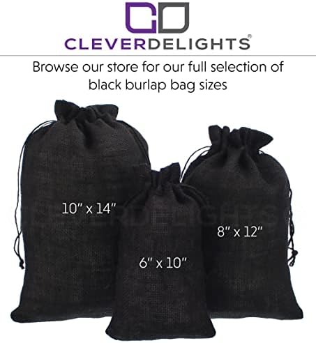 Lights CleverDelights 8 x 12 Black Burlap Bags - 25 Pack - Sacos de cordão