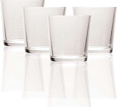 CircleWare Hoop Base pesada Uísque de uísque bebendo copos, conjunto de 4 copos de utensílios de jantar de