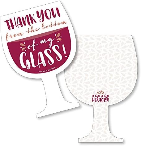 Mas primeiro, Wine - Shaped Thank You Cards - Festa de degustação de vinhos Cartões de agradecimento