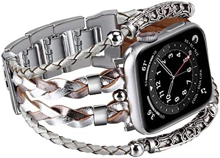 Bandas de couro Wingoden Boho de tecelagem compatíveis com pulseiras Apple Watch Band Bracelets 38mm