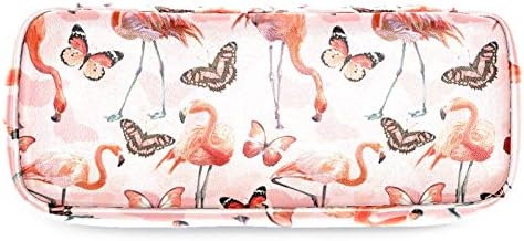 Flamingo e borboletas Padrão 84x55in Lápis de couro para caneta com bolsa de armazenamento de papelas com