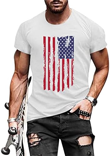 Camisas masculinas de verão masculino casual o pescoço bandeira impressa de manga curta camiseta camiseta de