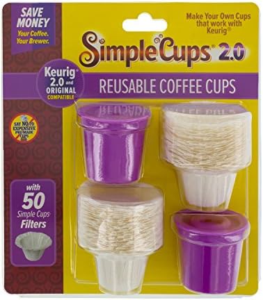 Copos simples reutilizáveis ​​2.0 xícaras de café com 50 filtros - compatíveis com modelos Keurig