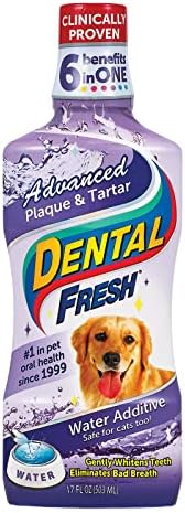 Pacote de aditivos de água doce dental para cães e gatos, fórmula original 32oz e placa avançada e fórmula tártar