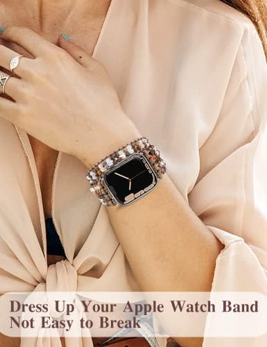 Jr.dm Boho Banded Bracelet Band Compitável com Apple Watch 42mm 44mm 45mm 49mm, faixa de jóias multicamadas