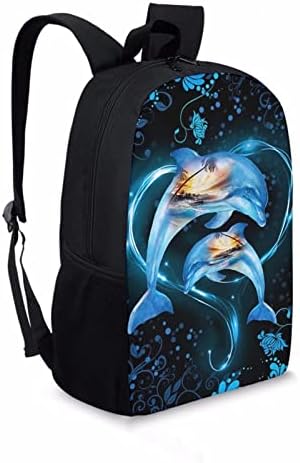 AOOPISTC Dolphin Casal Lover Backpack Backpack Hawaiian Palm Tree Backpacks Livro de bookbag de um