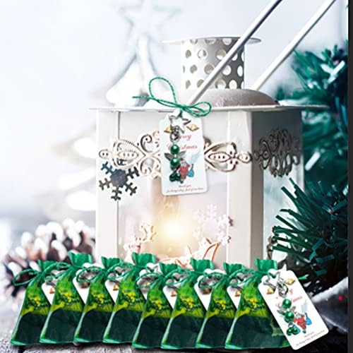 Hemoton 20 sets mini angel pérolas pingentes de pingente com estelar sacos de organza anjo favores de chaveiro de chaves de Natal Favory Favor Green Green