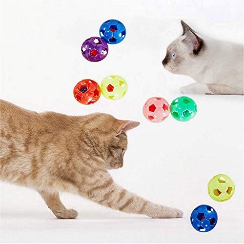 Bola de brinquedo de gato de plástico com anel de sino tocando mastigar chocalhamento scratch bola plástico