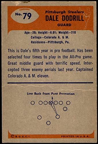 1955 Bowman 79 Dale Dodrill Pittsburgh Steelers Dean's Cards 2 - Good Steelers