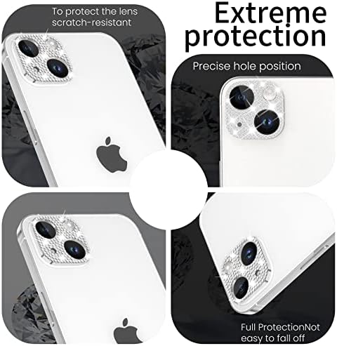 OBHEI iPhone 14 / iPhone 14 Plus Protetor de lente da câmera, capa de câmera de liga de metal com bling bling