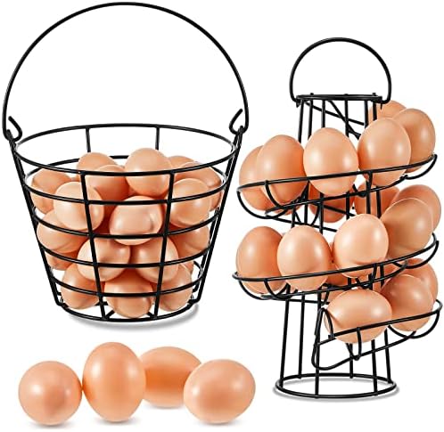 Zubebe 2 peças cesto de ovo cesto de ovo de ovo de armazenamento rack de metal ovo de ovo funcional ovo de ovo para dispensar a bancada da cozinha