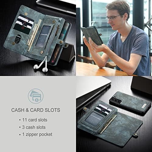 Kowauri para Samsung Galaxy S22 Plus Caixa de carteira, bolsa de zíper em couro para choque de