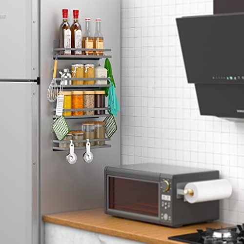 Rack de especiarias magnéticas para geladeira Organizador de prateleira magnética móvel Jarros de