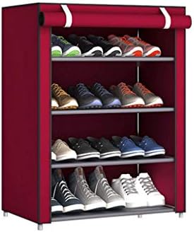 Tazsjg 4tiers sapatos rack com tampa à prova de pó Sapatos de armário de armário de armazenamento de pó Sapatos de capa à prova de poeira