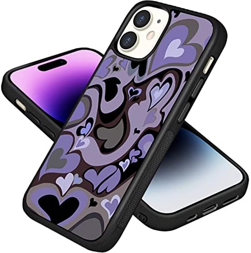 Compatível com o iPhone 14 Pro Max fofo roxo coração estético Caixa Telefone de Projeto Slim Soft Protective