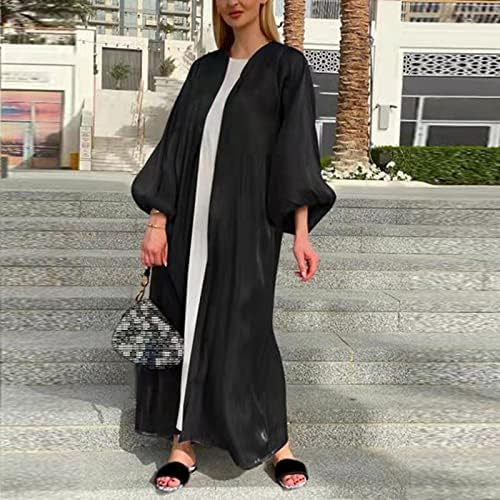 Vestido miashui mini vestido casual vestido feminino abaya vestido sólido mangas sob o vestido muçulmano casual