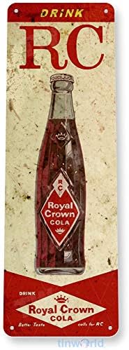 Tinworld Tin Sign Royal Crown Cola Retro Rustic Soda Setent Sign Decor de cozinha Cave B586