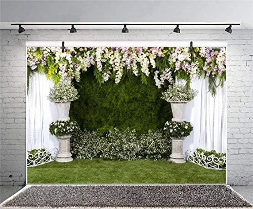 LaeAcco Arch Flores de casamento Flores cenários de 10x6,5ft fotografia de vinil Planter de pedra Flores de cortina