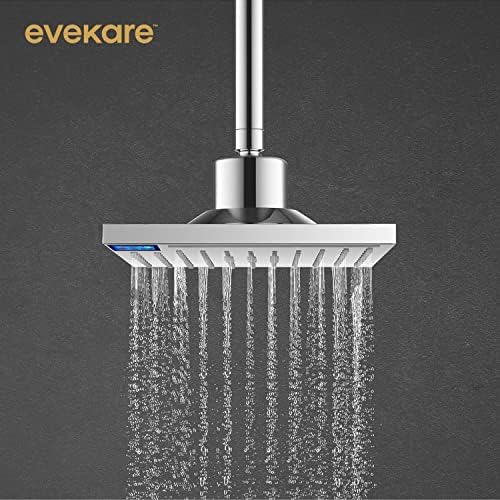 Evekare - Cabeça de chuveiro quadrado do Chrome com interruptor de spray do sensor LED | Ângulo ajustável do sensor