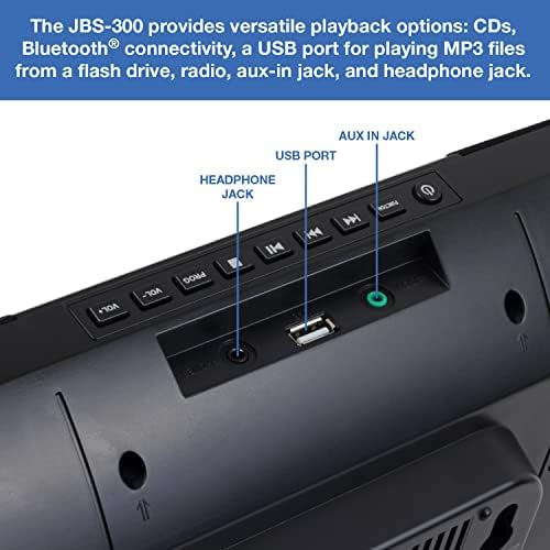Jensen JBS-300 Sistema de Música Bluetooth Montável de Parede com MP3 CD player/Digital AM/FM estéreo Reveiver