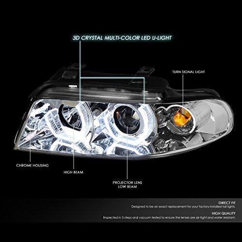 Compatível com Audi A4 Quattro Chrome Housing 3D Halo Projector RGB Alterar o farol + H7 Kit de Conversin