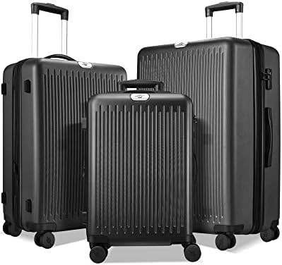 Conjuntos de bagagem de 3 peças, expansíveis e hardshell viajam mala com rodas giratórias duplas