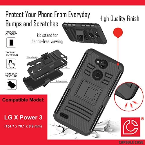 Caso Moriko Compatível com LG X Power 3 [Camada de armadura Proteção de queda de choque à prova de choque
