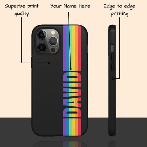 Artisticases Nome personalizado Caixa de telefone arco -íris LGBTQ Pride, estojo personalizado, projetado para