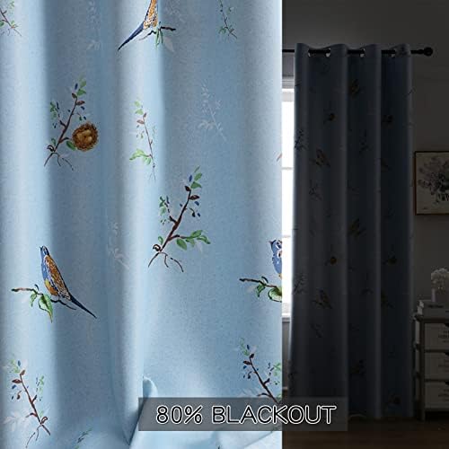 Cortina de blackout de pássaros de dois lados de dupla face para cortinas de janela térmica isolada para quarto