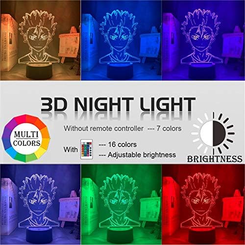 Lâmpada 3D Anime Nishinoya Yuu Figura para crianças Decoração de quarto infantil Nightlight RGB colorido mesa led noturno mangá presente
