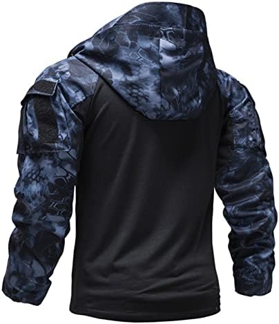 Jeke-DG Men's Camo Tactical Hunting Hoodie Fleece Mid-Weight Sportshirt Sweatshirt Athletic Sweater