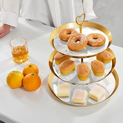 Geometria Stand de cupcakes de 3 camadas Bandeja de bandeja, suporte de sobremesa em relevo, pastelaria para