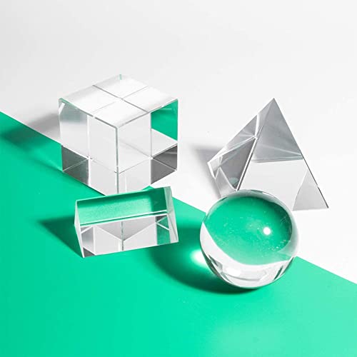 4 pacote k9 fotografia de cristal óptico conjunto com ， incluem cubo de cristal de 50 mm, prisma triangular de