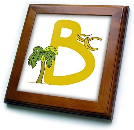 Imagem fofa de 3drose da letra B com design de banana - ladrilhos emoldurados