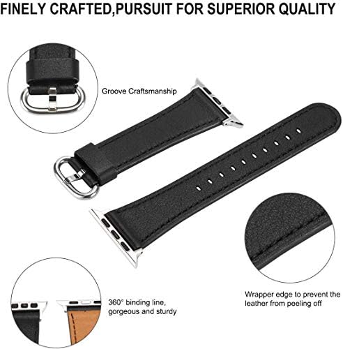 Huafiy Compatível Apple Watch Band 38mm 40mm41mm, tira de couro de grão superior Substituição Iwatch Series