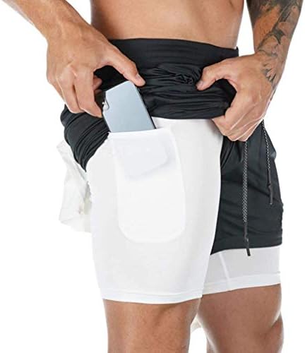 BOOMLEMON MEN 2-em-1 Running Workout Shorts Treinando calças curtas atléticas com loop de toalha
