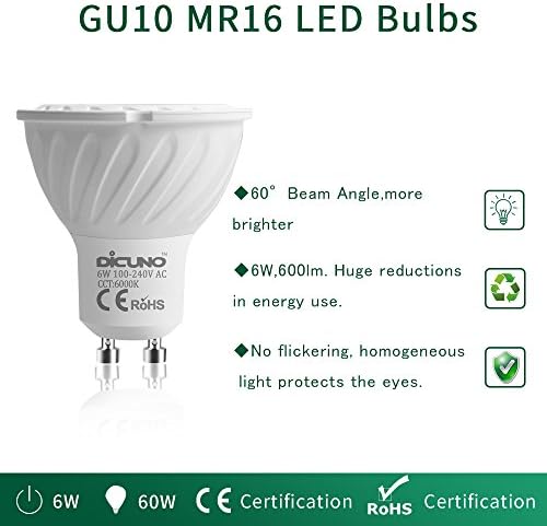 Lâmpada de LED de Dicuno GU10, lâmpadas de halogênio 60W equivalentes, 600 lm, 6000k Daylight White,