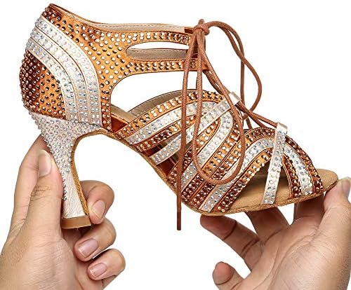 Tinrymx Latin Ballroom Sapatos de dança Mulheres shinestone com salsa bachata Sapatos de dança