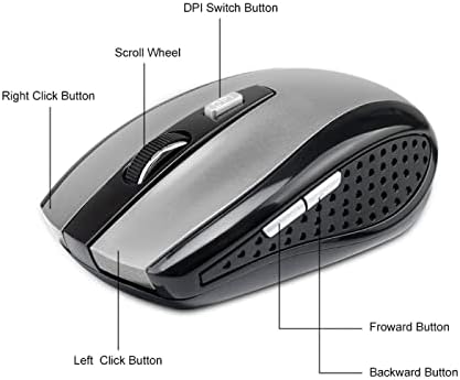 2,4 GHz mouse sem fio DPI Ajustável Gaming 6 Botões Mouse óptico com receptor USB para acessórios de computador preto