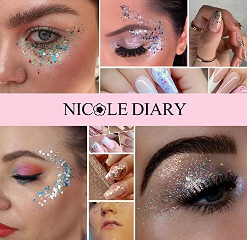 Nicole Diário 48 Cores Glitter e lantejoulas definidas para artesanato e festival de unhas, glitter cosmético