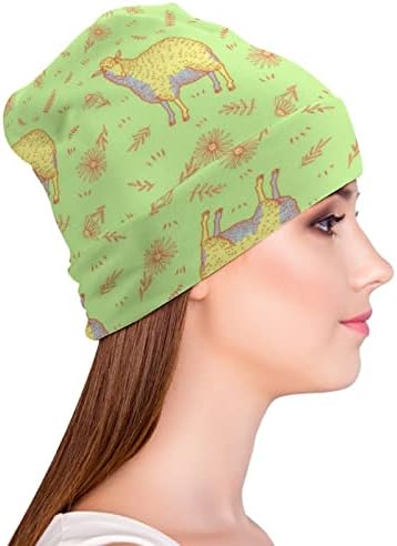 Baikutouan Clear Green Sheep Print Feanie Hats for Men Mulheres com Capinha de Crânio de Design