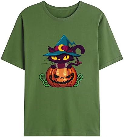 Tops de Halloween para mangas curtas masculinas camisetas fofas de abóbora fofinha Crewneck Casual camisetas