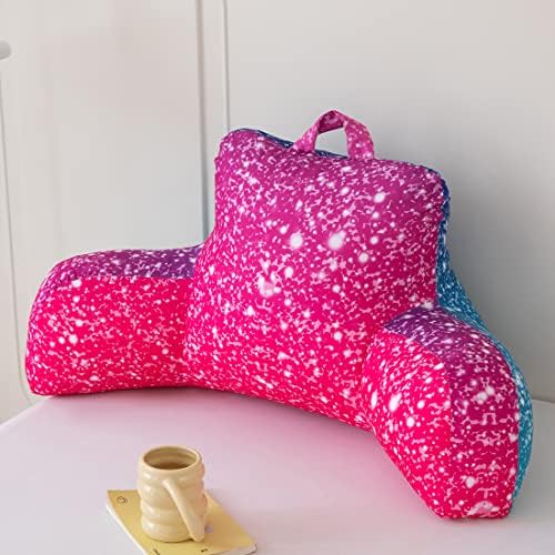 Perfemet Rosa Reading Pillow Tye Dye Space Star Bedge Garotas Back Support Pillow para sentar na cama encosta reversível colorida com braços para cama/sofá, rosa