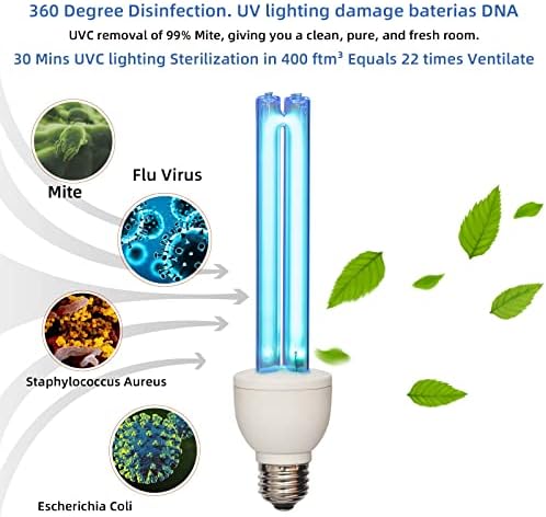 Baimnocm 2 pacote de higiene UVC Lâmpada de lâmpada livre de ozônio, lâmpada UV germicida 25 watts, 254nm