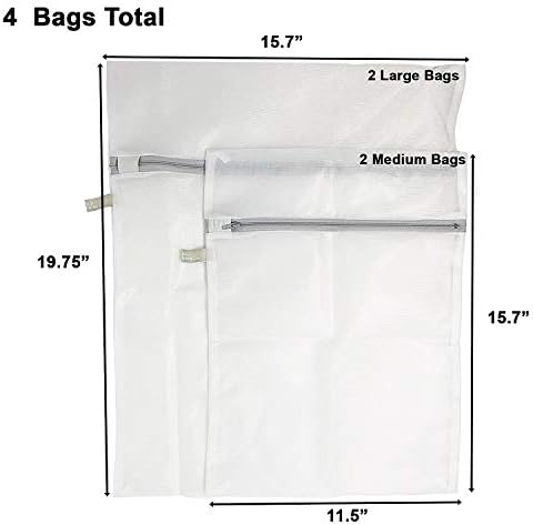 4 pacote - Huji Micro Mesh Laundry Bags Lingerie Bra Rouphe com zíper seguro para lavar máscaras faciais