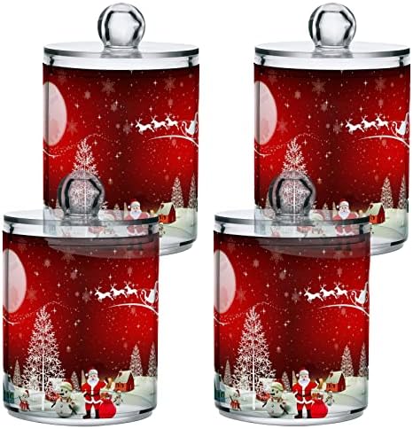 Alaza 4 Pack Qtip Dispenser Dispenser Christmas Snowman e Santa Banheiro Banheiro Latas para bolas de algodão/swabs/almofadas/fio