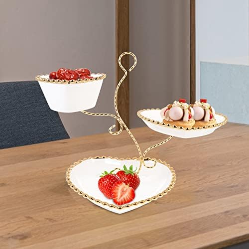 Exibição de frutas Stand Cupcake Stand Tiened Serving Bandey: 3 Bolo de bolo de camada Cerâmica