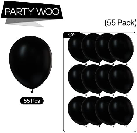 Partywoo Black Balloons 55 PCs e Photo Booth Props Birthday 40 PCs